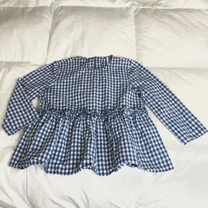 Zara Trafaluc Blue Gingham Blouse S